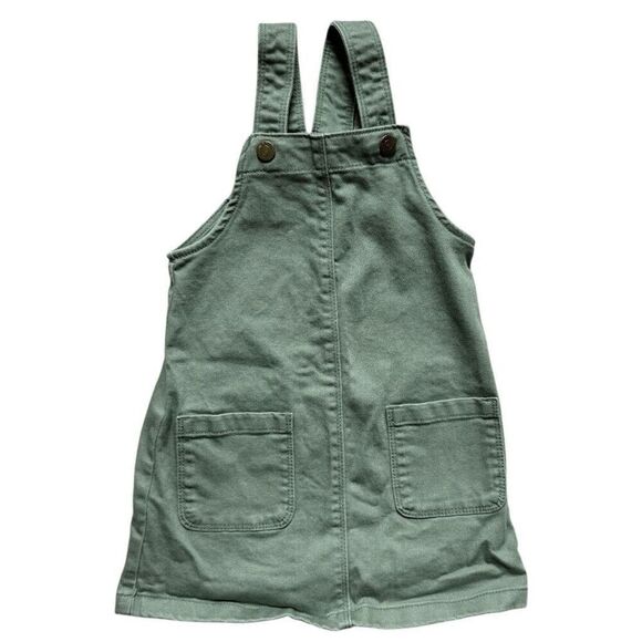 Toddler Girls Old Navy Olive Green Jumper Overall Utility Dress - Sz 4T - Picture 1 of 1